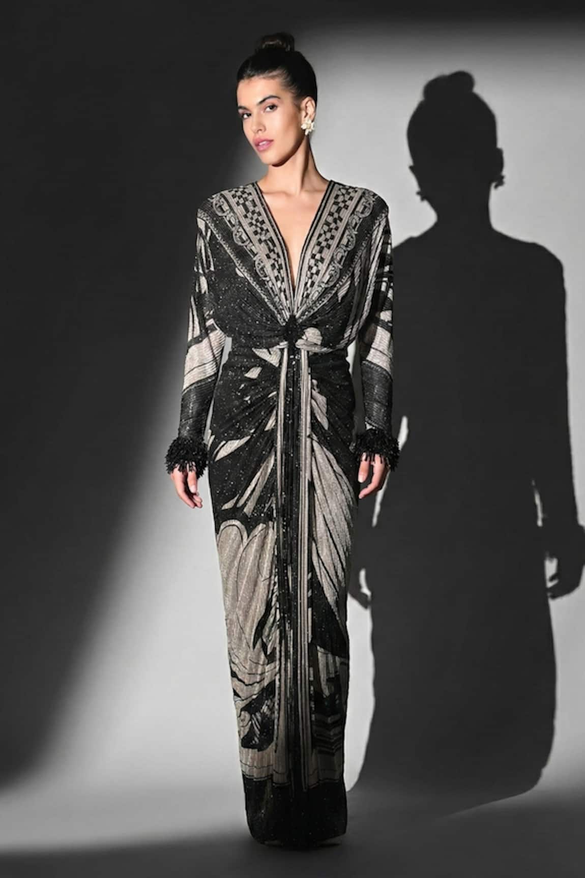 Nikita Mhaisalkar Swirl Print Draped Dress 
