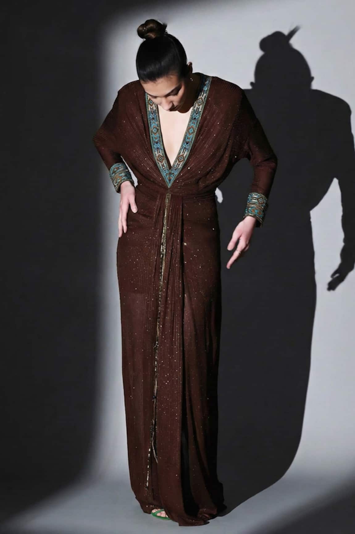 Nikita Mhaisalkar Turkish Thread Embroidered Draped Dress 