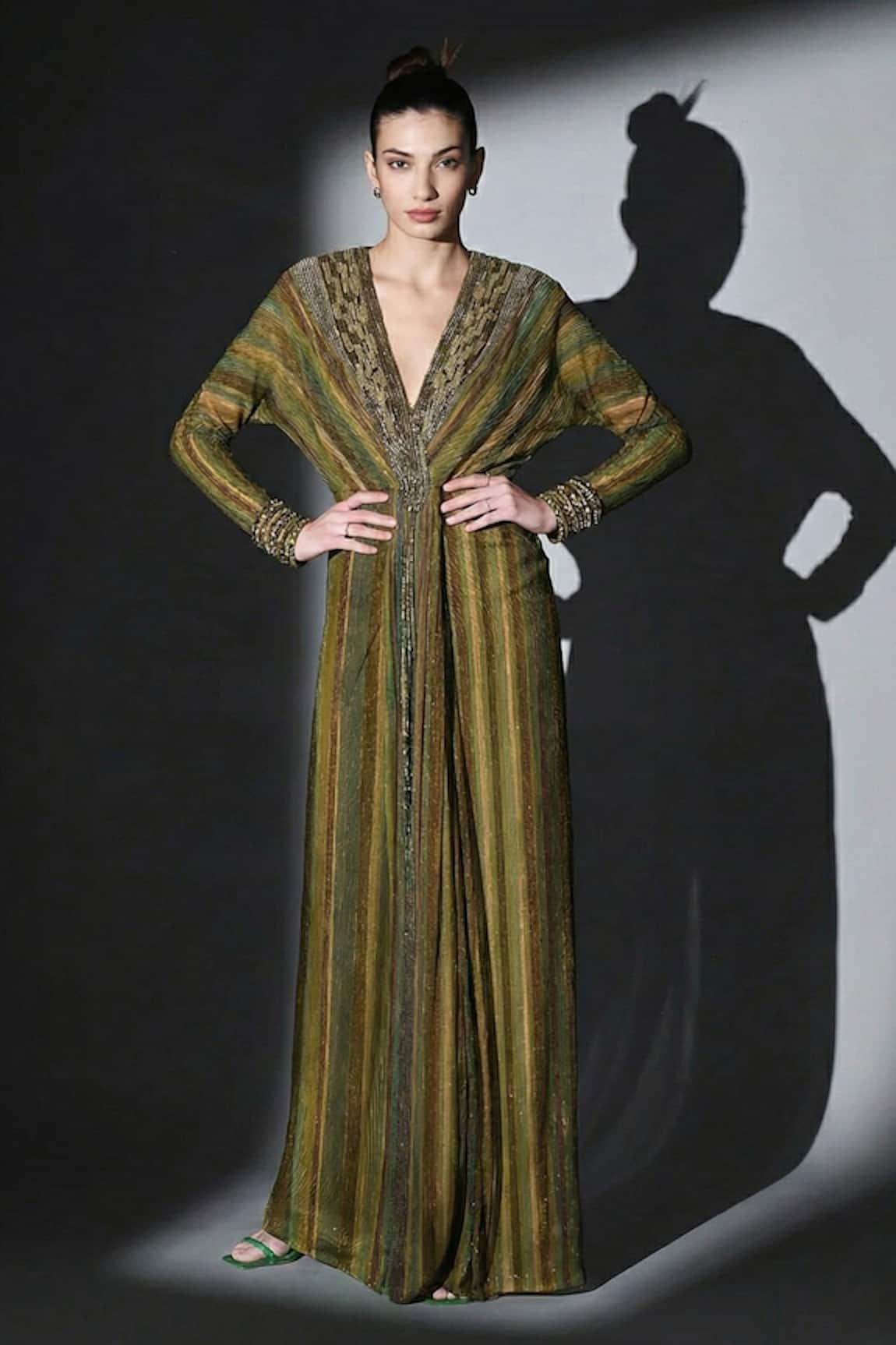 Nikita Mhaisalkar Striped Draped Dress 