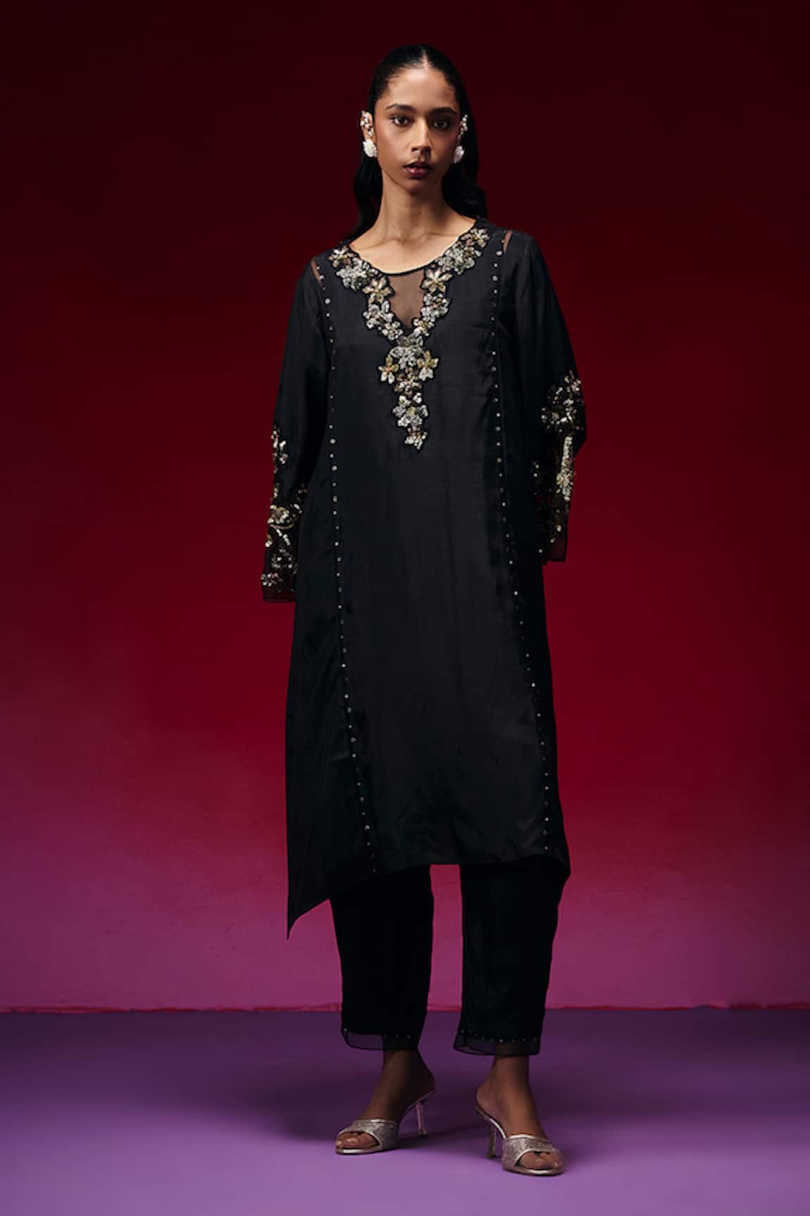 One Not Two Floral Applique Work Kurta & Pant Set 