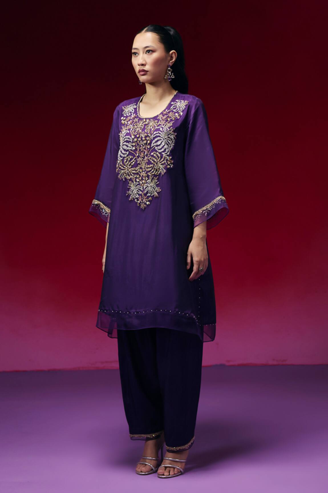 One Not Two Hand Embroidered Yoke Kurta & Salwar Set 
