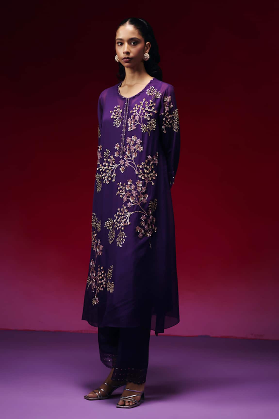 One Not Two Floral Cluster Embroidered Kurta & Pant Set 