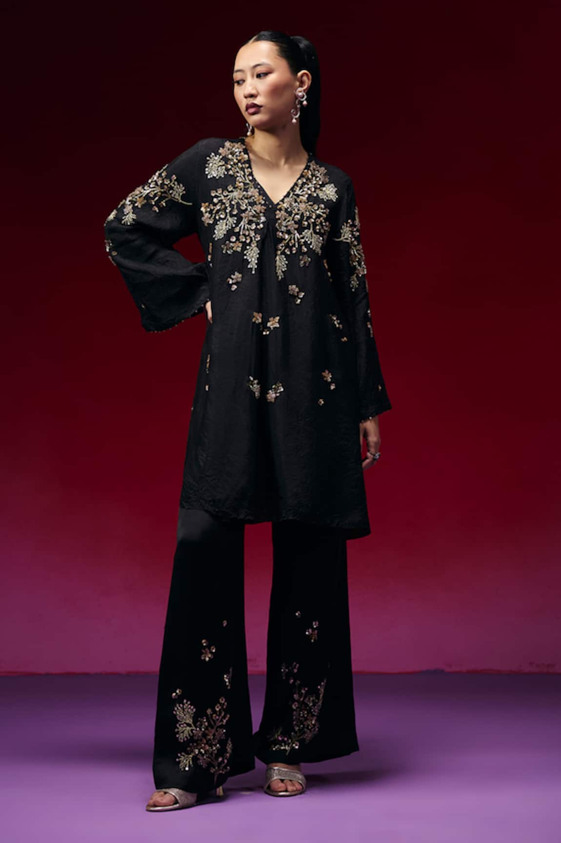 One Not Two Floral Bunch Embroidered Kurta & Pant Set 