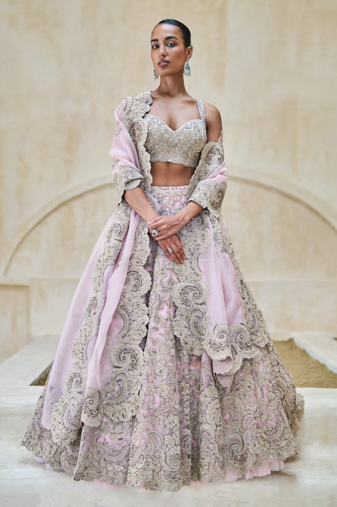 Pankaj & Nidhi Mantis Warbler Hand Embellished Lehenga Set