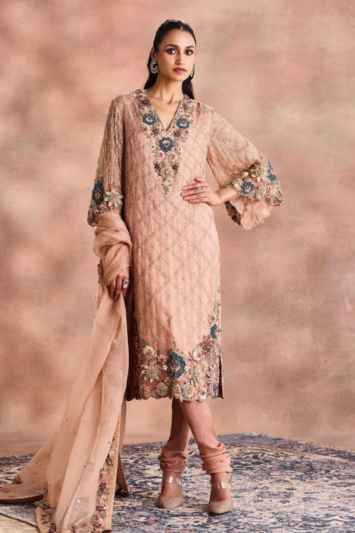 Supria Munjal Floral Lattice Kurta Set 