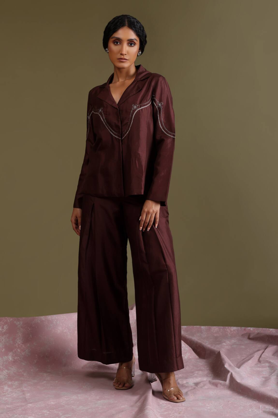 Chokhi Chorri Chakra Handwoven Silk Jacket & Pant Set 