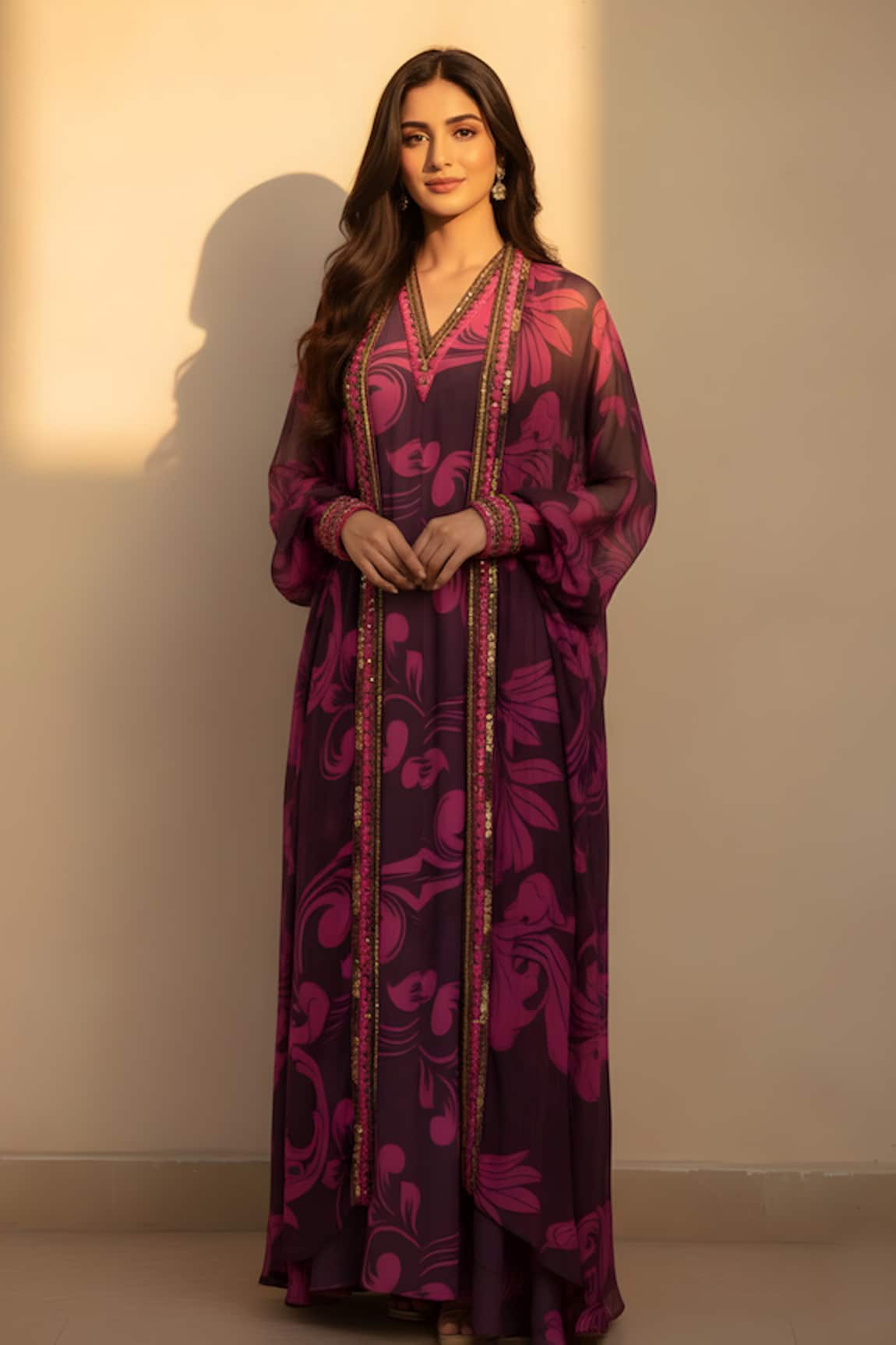 Nikita Mhaisalkar Swirl Print Dress With Long Jacket 