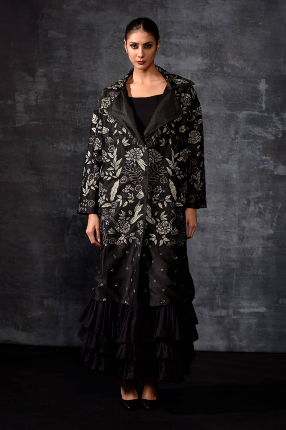 Samant Chauhan Embroidered Longline Jacket & Dress Set 