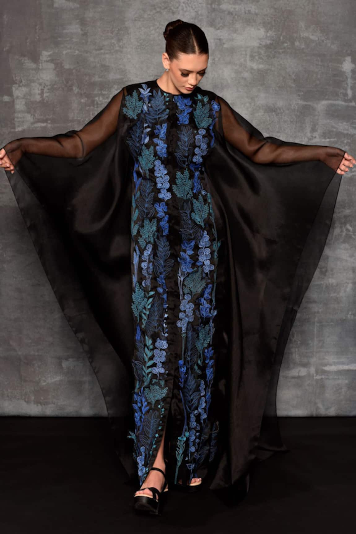 Samant Chauhan Botanical Embroidered Dress 