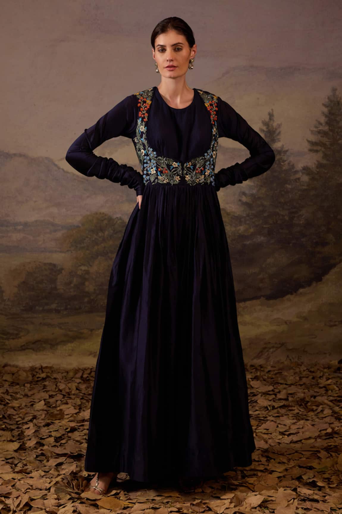 Samant Chauhan Floral Embroidered Gown 