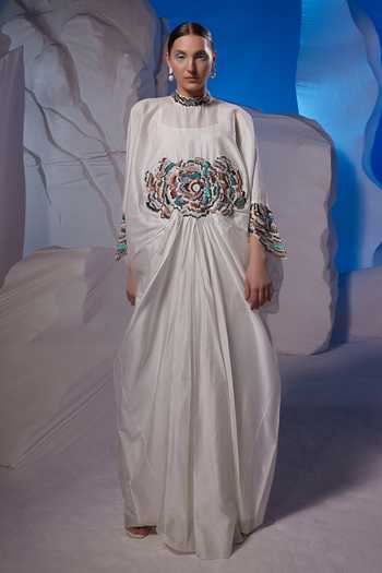 Samant Chauhan Embroidered Cowl Maxi Dress 
