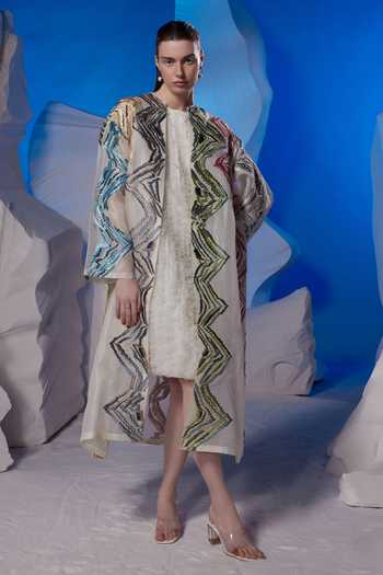 Samant Chauhan Geometric Embroidered Midi Dress & Jacket Set