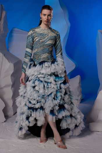 Samant Chauhan Abstract Pattern Gown 