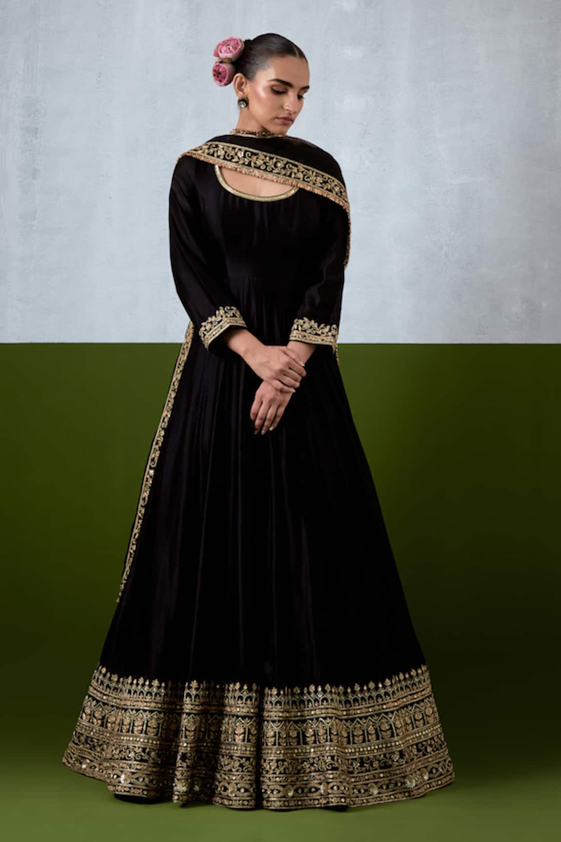 Ikshita Choudhary Hand Embroidered Chanderi Anarkali With Dupatta 