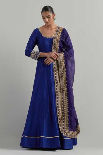 Ikshita Choudhary Hand Embroidered Chanderi Anarkali With Dupatta 