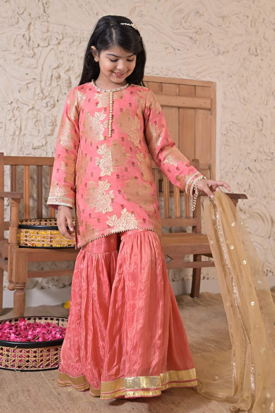 The Plum Bum Floral Pattern Kurta Sharara Set 