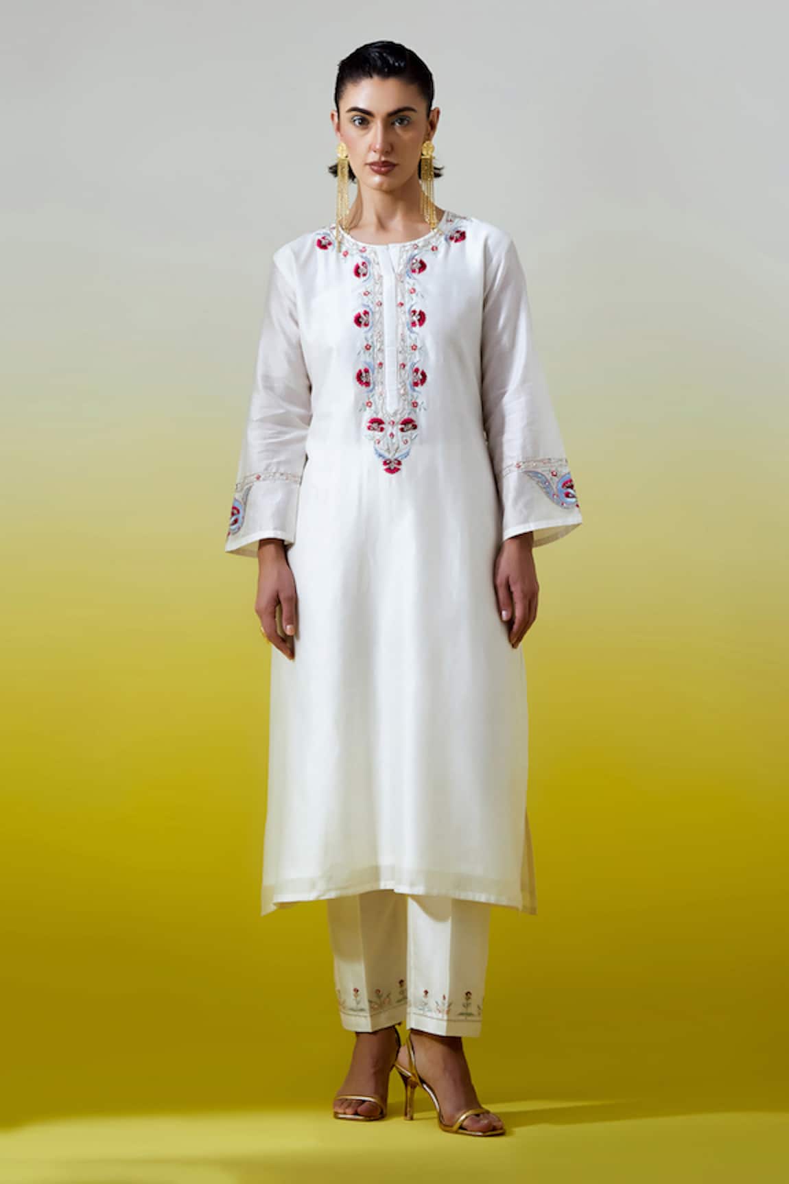 Anantaa By Roohi Silk Chanderi Kurta With Pant 