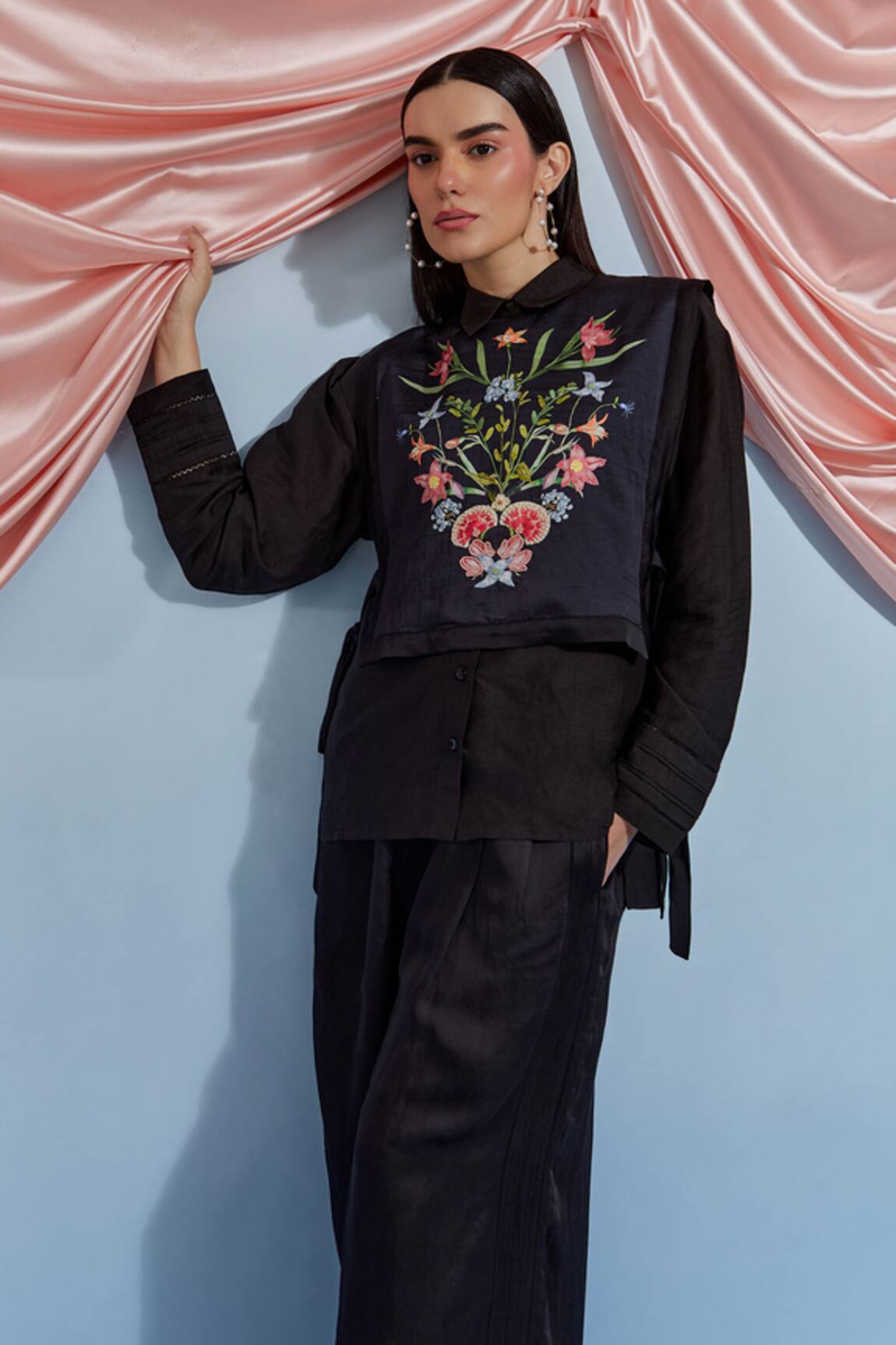 POZRUH Bouquet Bib Top With Shirt 