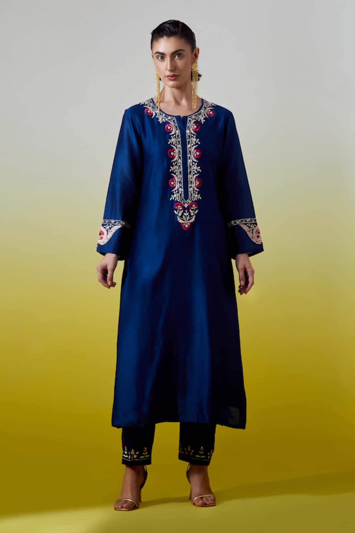 Anantaa By Roohi Silk Chanderi Kurta With Pant 