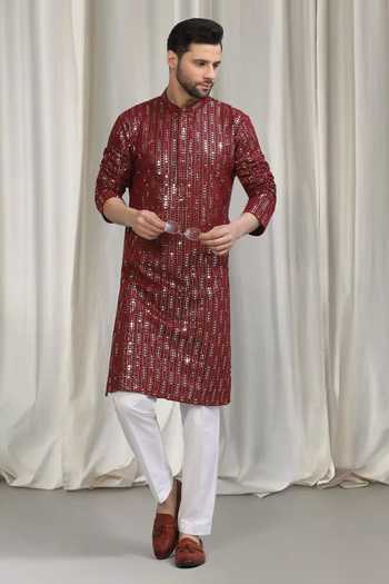 Aham-Vayam Jhilmil Embroidered Kurta & Pant Set