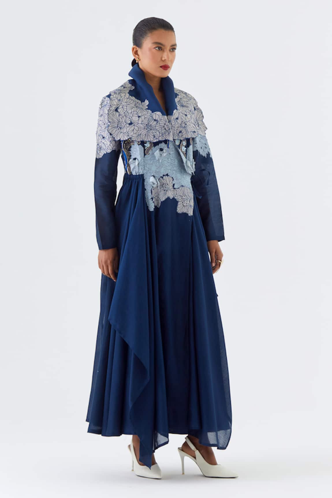 Jajaabor Floral Embroidered Angarkha & Pant Set 