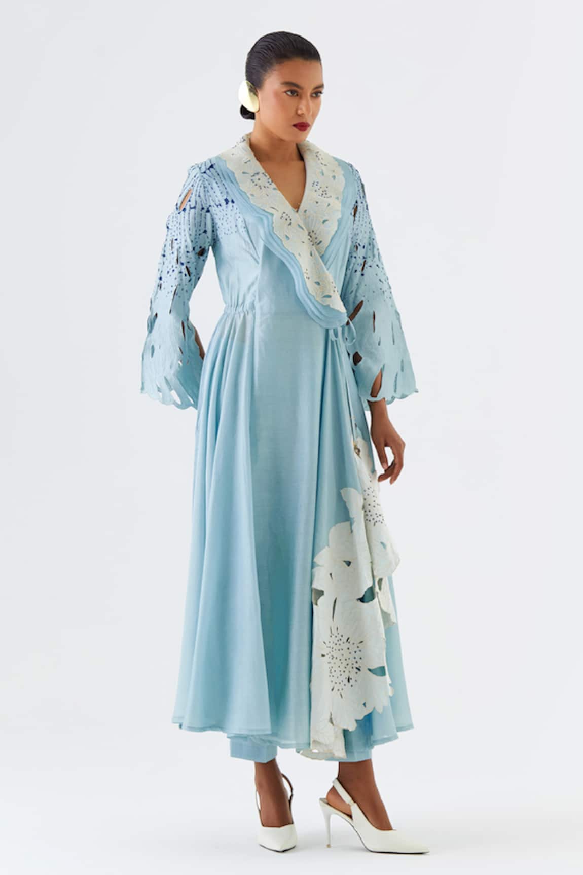 Jajaabor Layered Embroidered Angarkha Kurta & Pant Set 