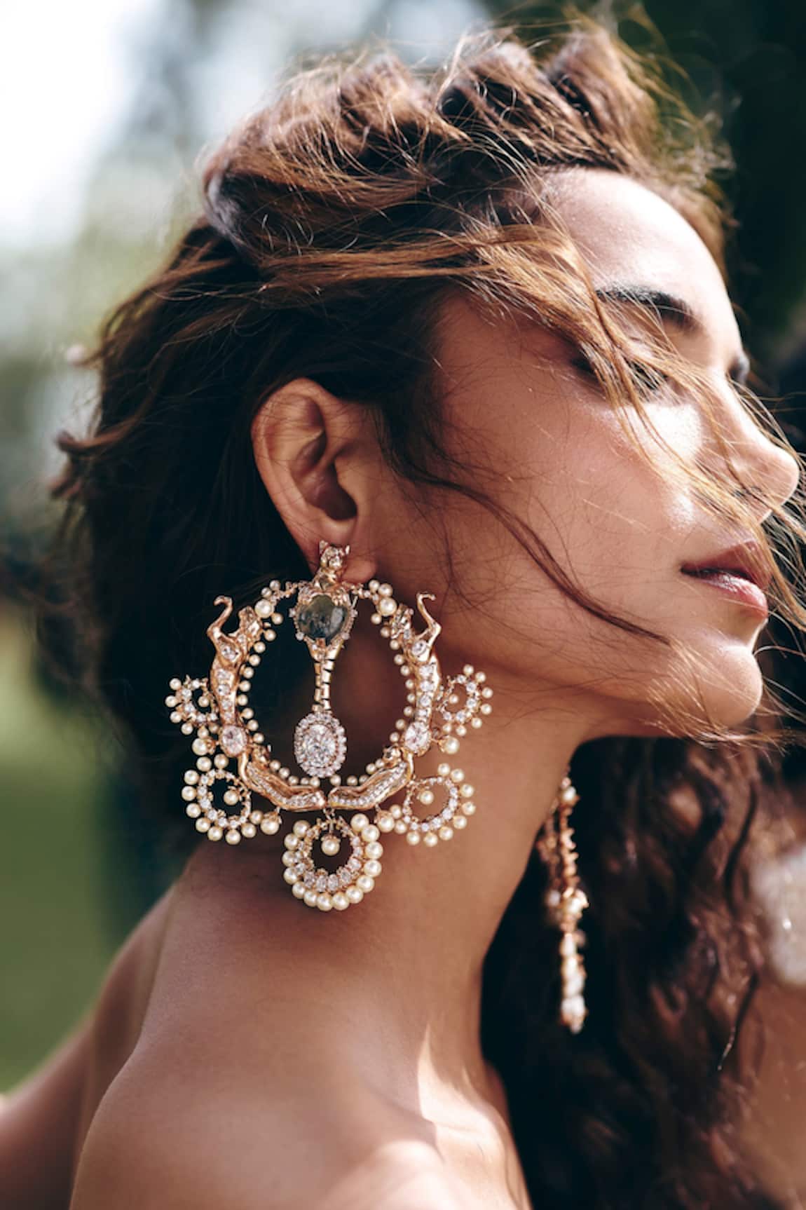 Outhouse Trinity Of Leopards Embellished Chandbalis 