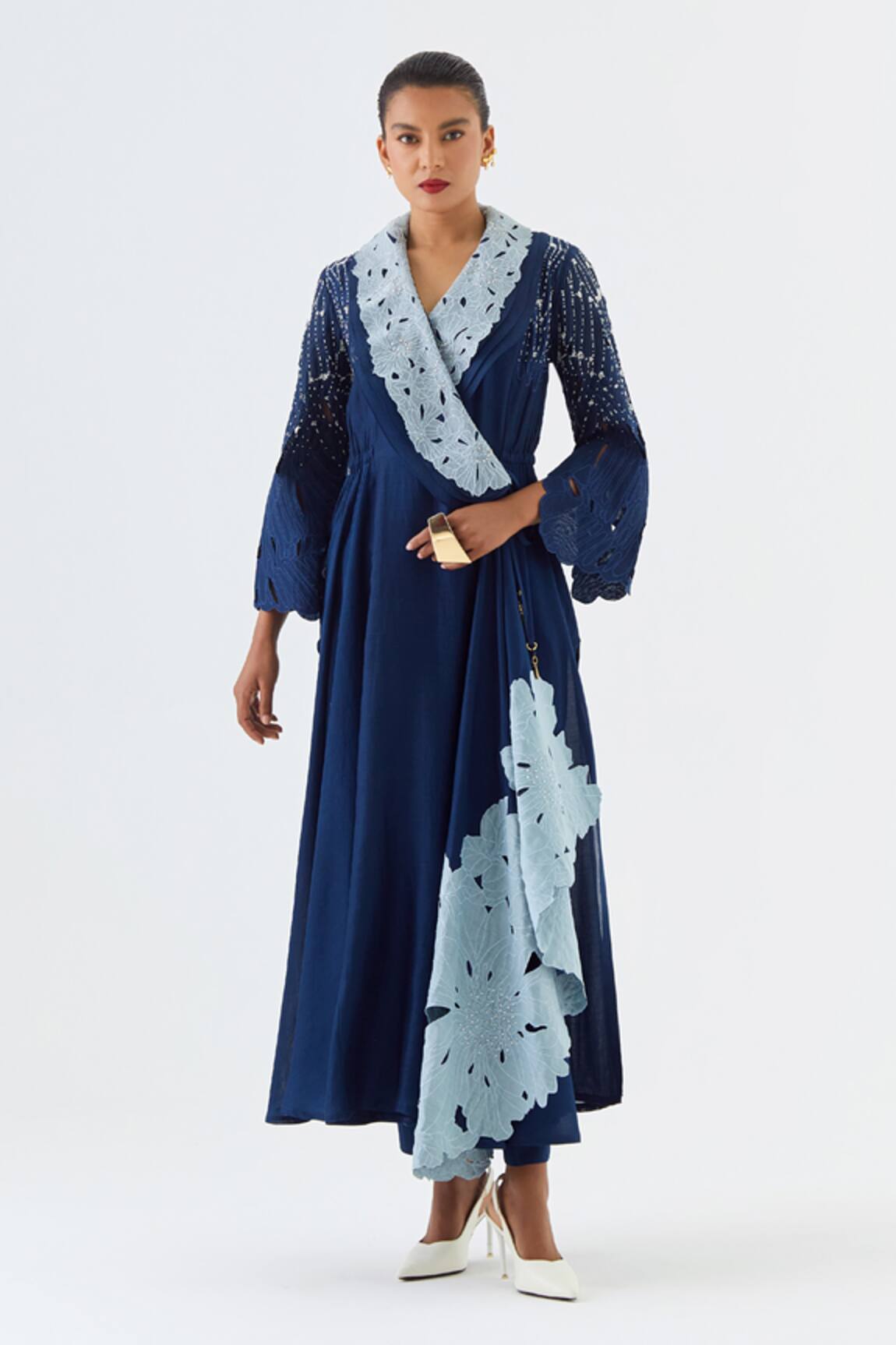 Jajaabor Layered Overlap Angarkha & Pant Set 