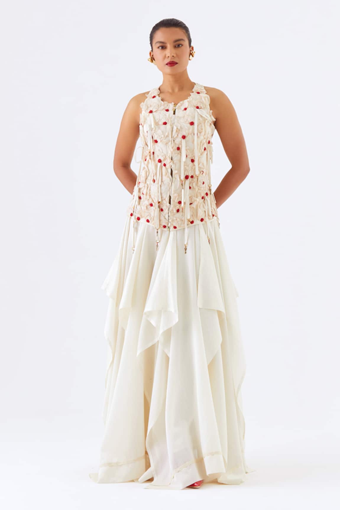 Jajaabor Blossom Cutwork Jacket & Skirt Set 