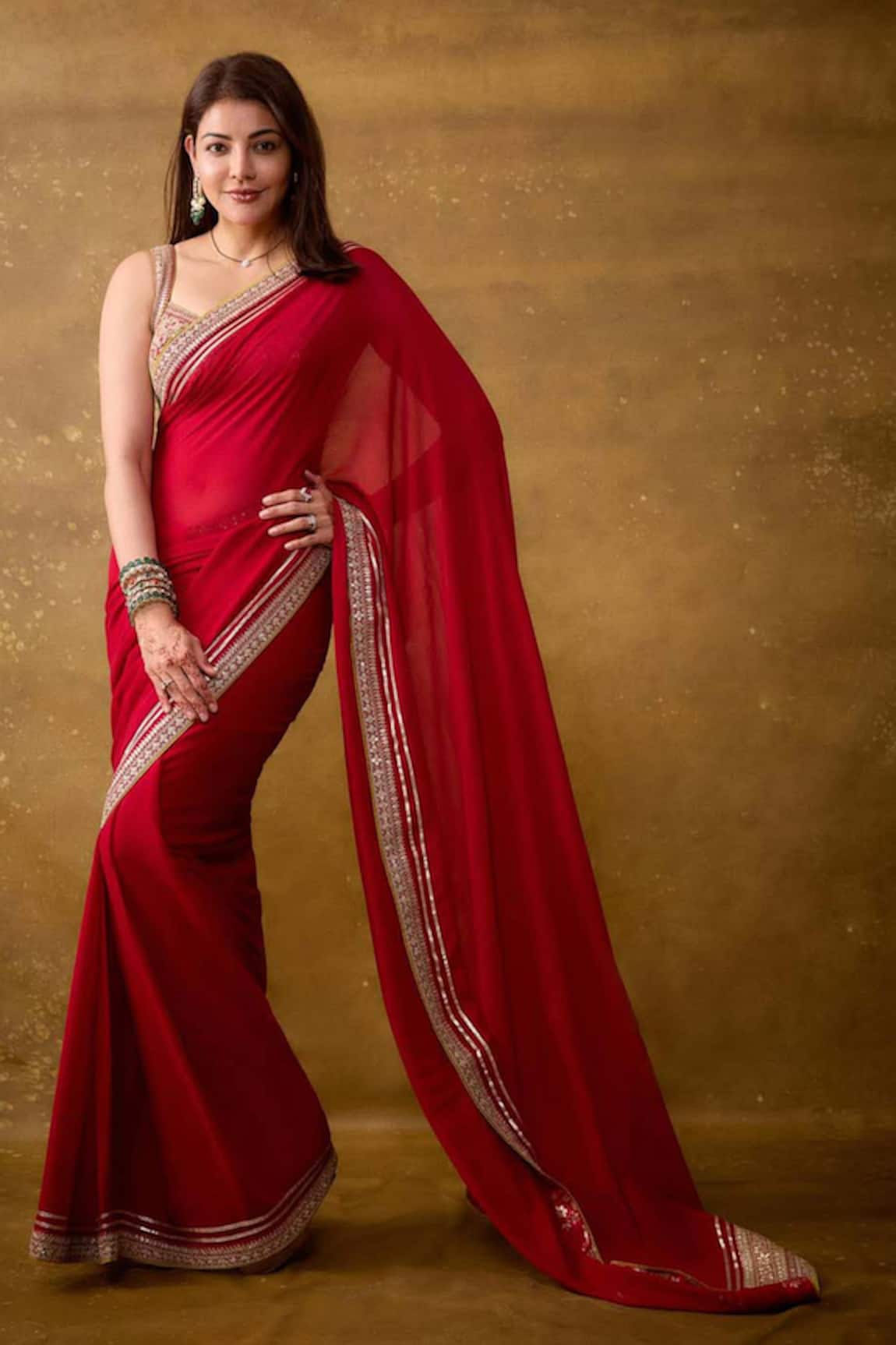 Gopi Vaid Zohra Sequin Border Embroidered Saree With Blouse 