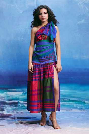 ZiP by Payal & Zinal Dew Draped Knot One Shoulder Dress 