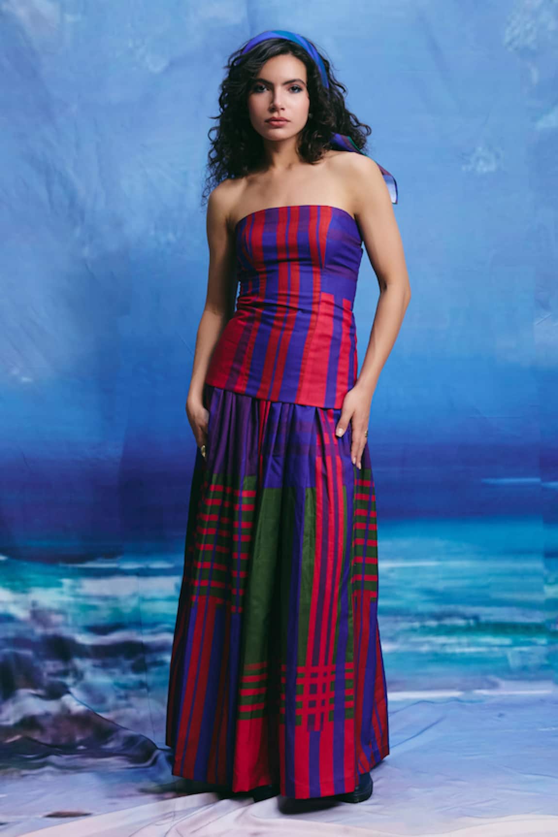 ZiP by Payal & Zinal River Muse Striped Top & Skirt Co-ord Set 