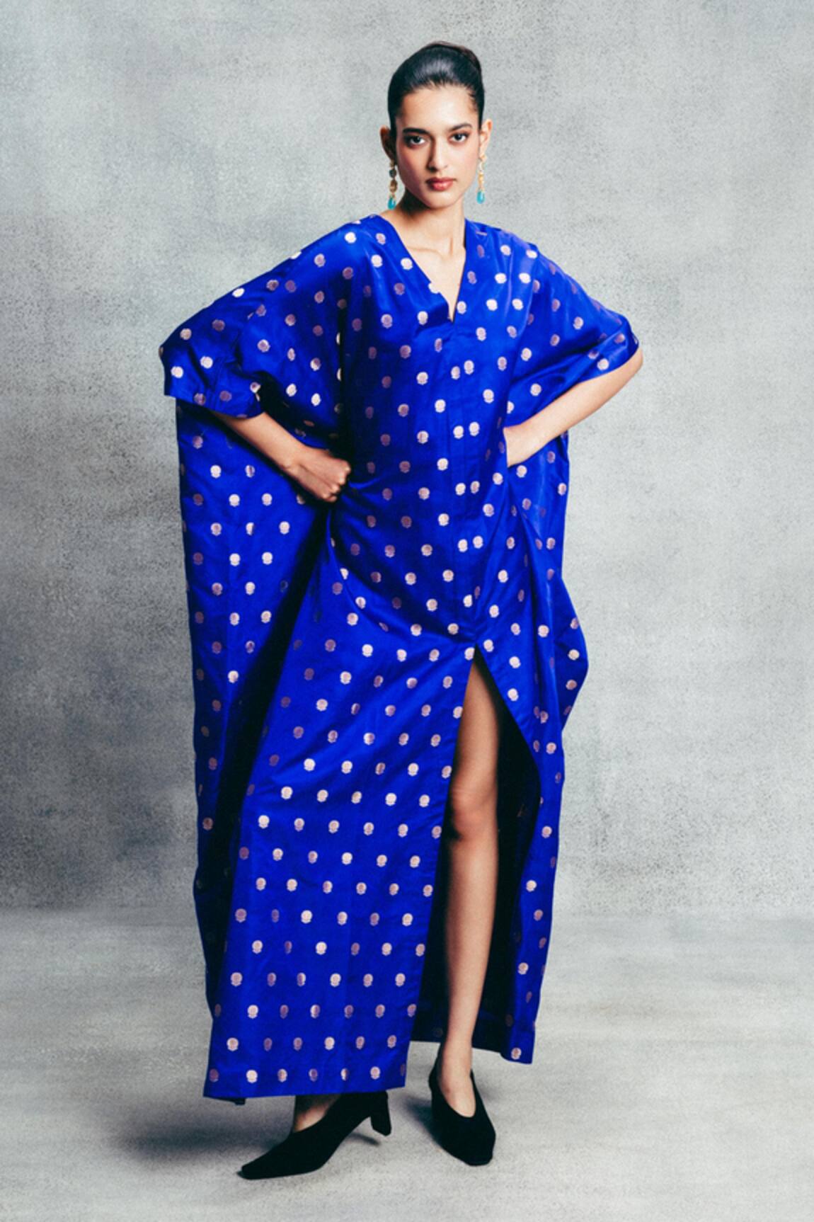 Ekaya Banaras Banarasi Polka Dot Pattern Kaftan 
