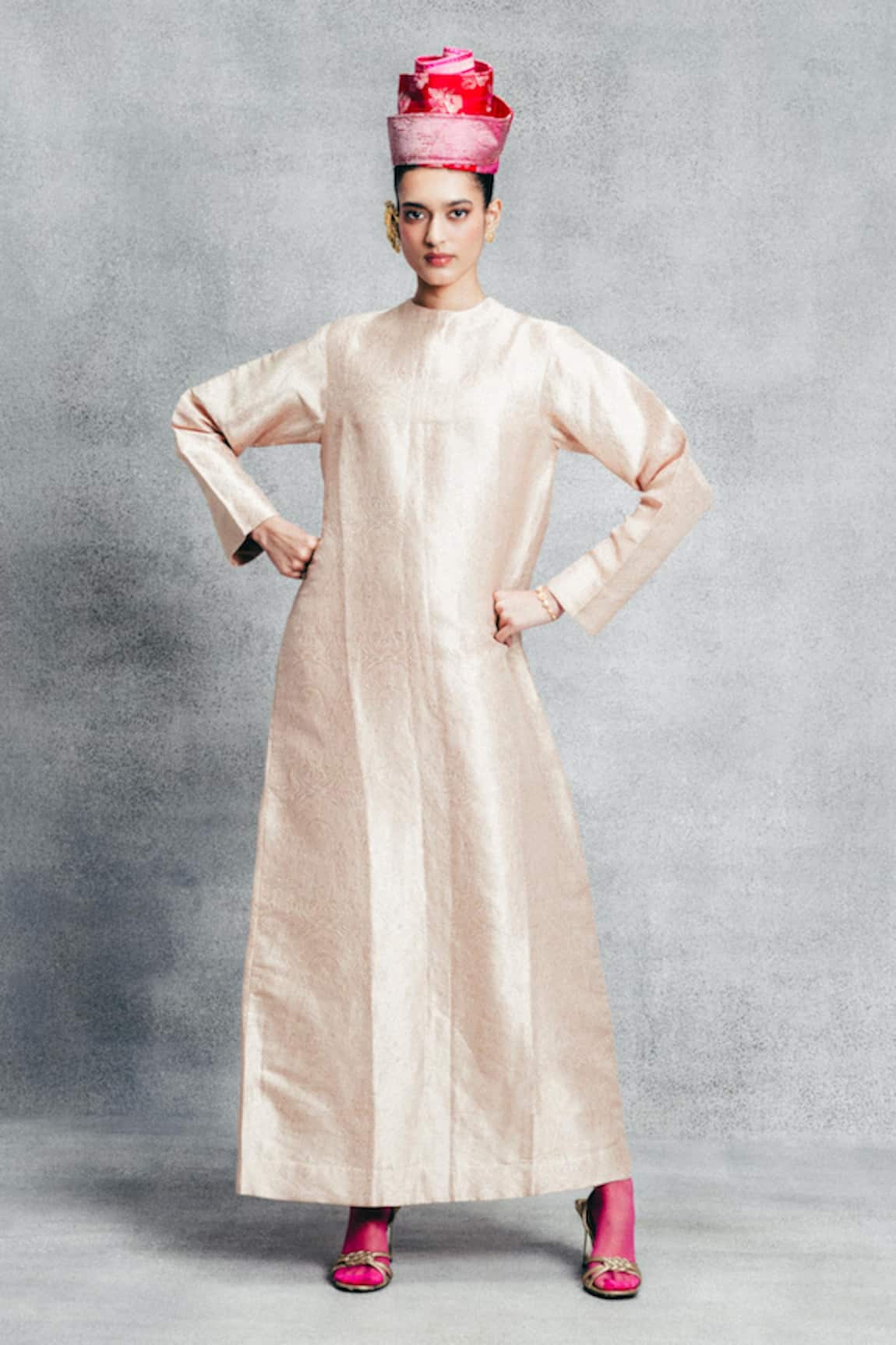 Ekaya Banaras Banarasi Emboss Satin Silk Kaftan 