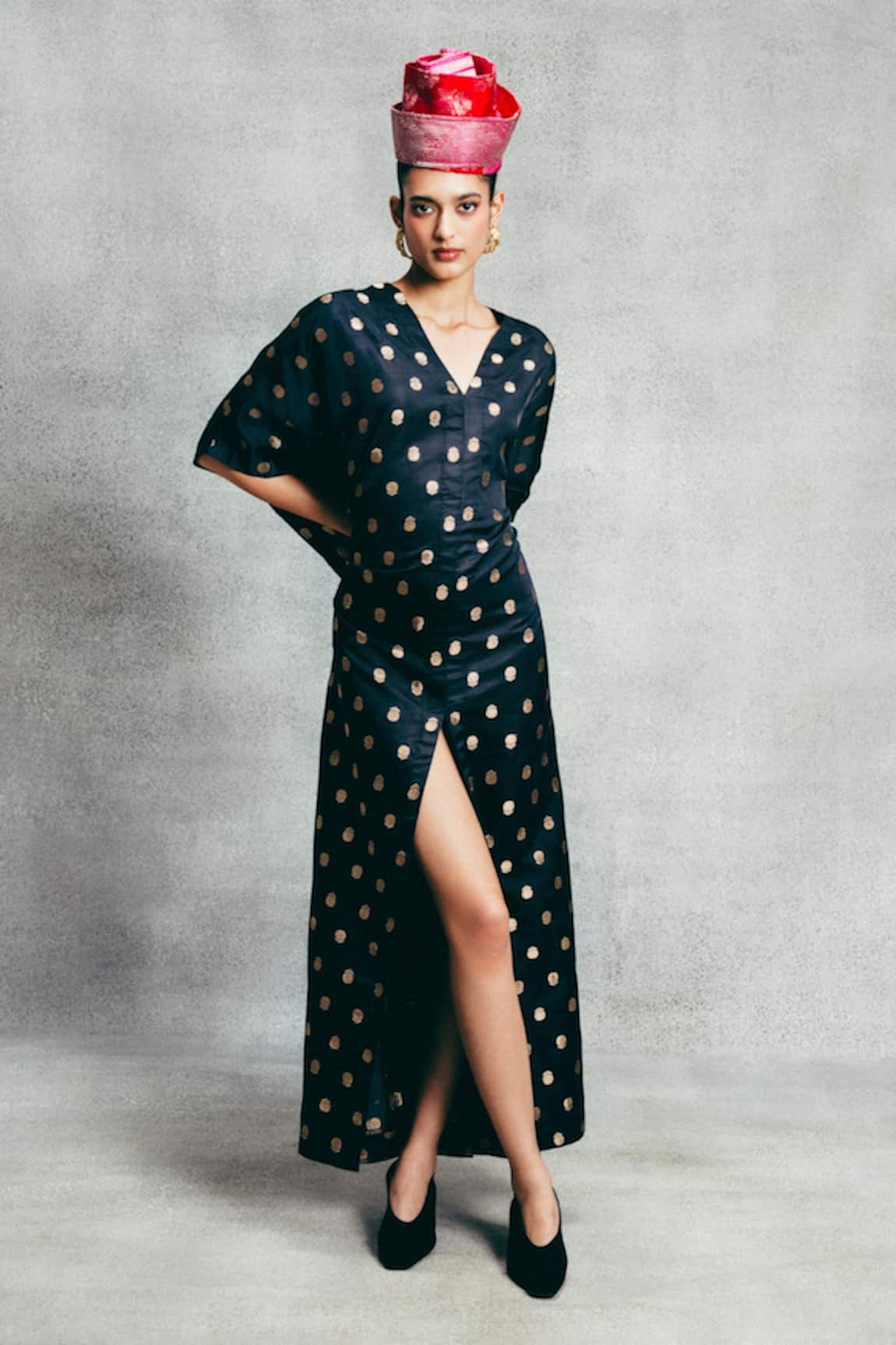 Ekaya Banaras Banarasi Cutwork Dot Motif Kaftan 