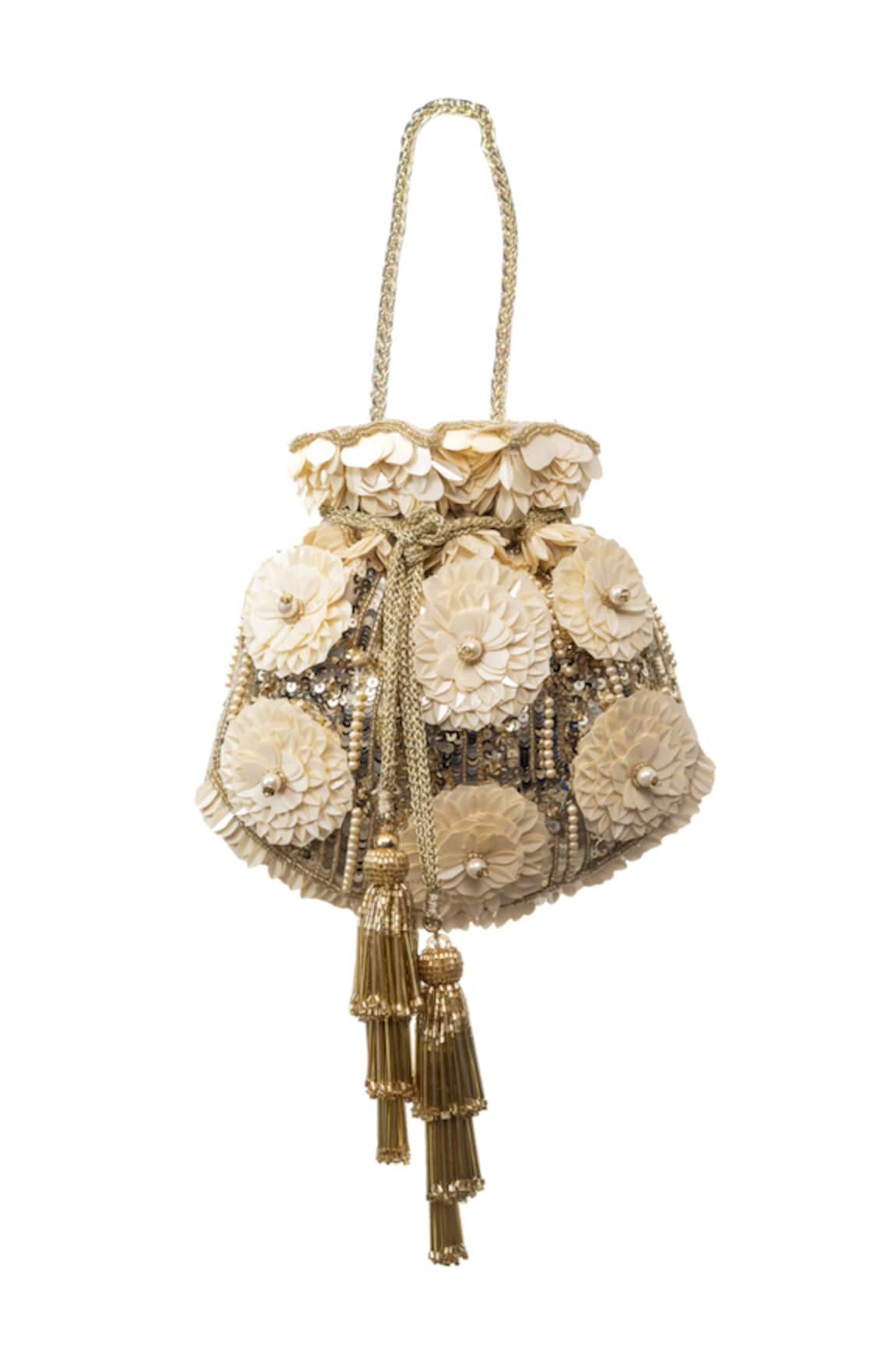 SG Collection By Sonia Gulrajani Floral Applique Embroidered Potli 