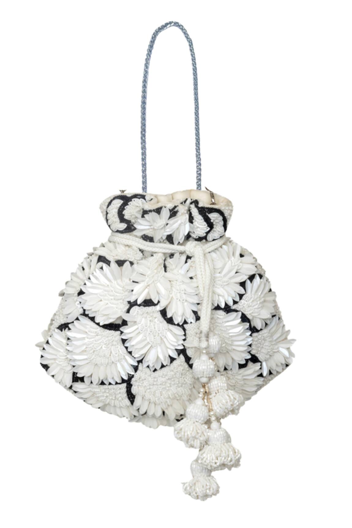 SG Collection By Sonia Gulrajani Swan Floral Embellished Potli Bag 
