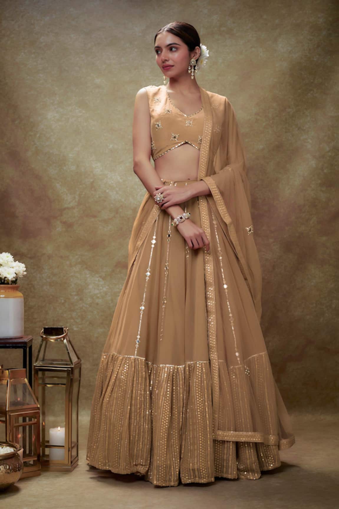 Renee label Dahlia Stripe Pattern Lehenga Set 