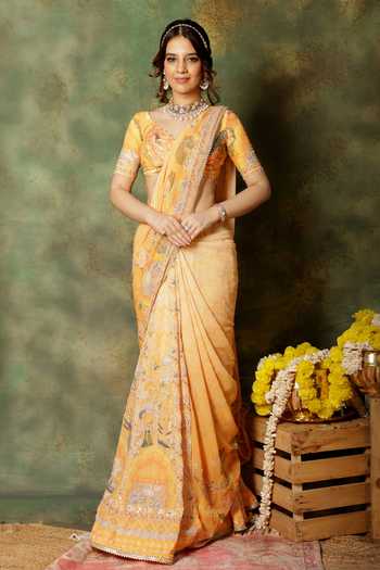 Archana Kochhar Embroidered Pre-Draped Saree Set