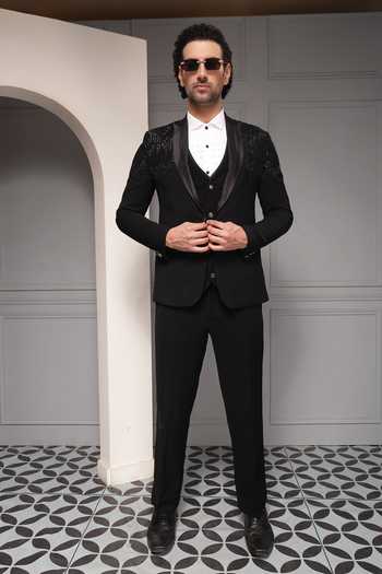 Soniya G Noir Eclipse Embellished Tuxedo Set 