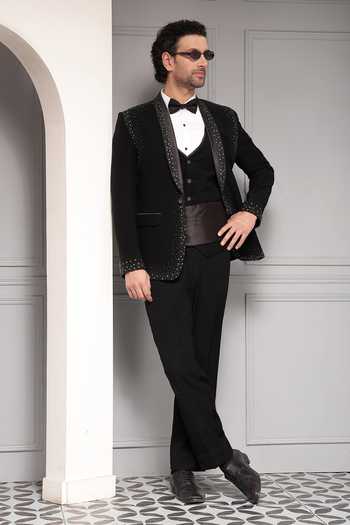 Soniya G Celestial Noir Embellished Tuxedo Set 