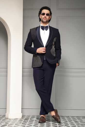 Soniya G Midnight Marquis Embellished Tuxedo Set 