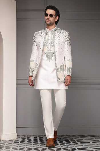 Soniya G Safaid Gulzar Embroidered Sherwani Set 
