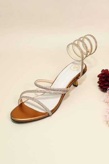 Sana K luxurious Footwear Junk Gold Spring Kitten Heels 