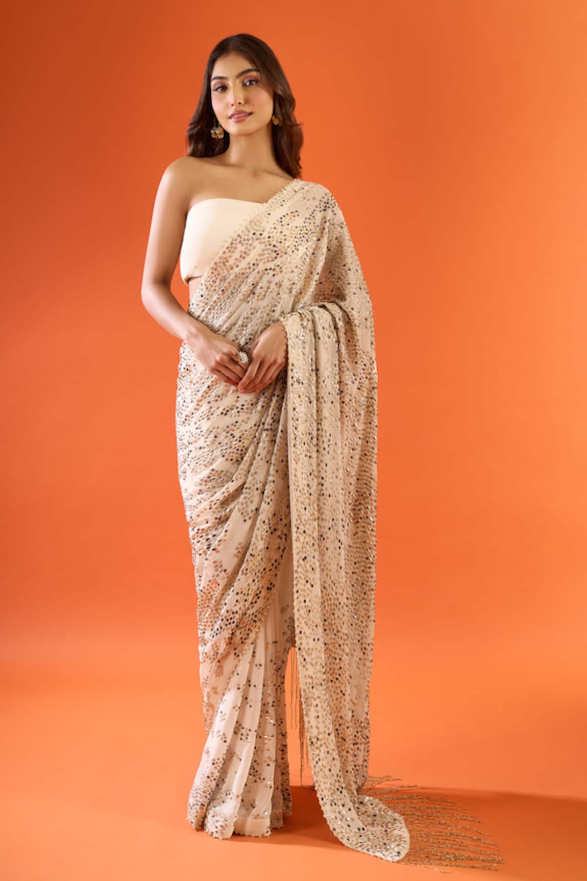 Nakul Sen Embroidered Saree With Unstitched Blouse Piece 