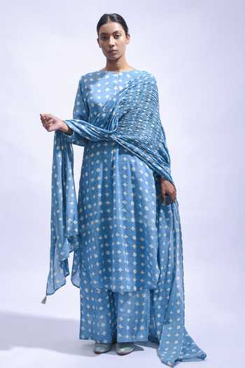 JAYATI GOENKA Sky Mud Printed Premium Cotton Kurta Set 