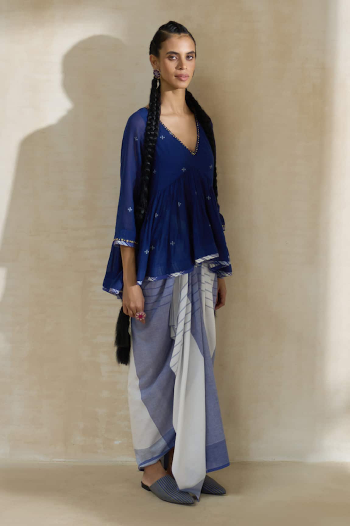 Swatti Kapoor Bob Handwoven Striped Skirt 