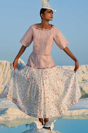 Ahmev Su Pan Quilted Chanderi Cotton Top 