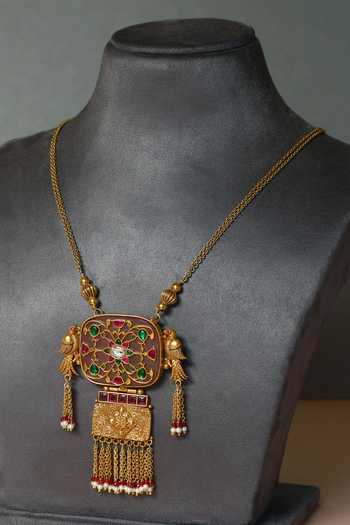 Mero Jewellery  Silver Kundan Pearl Necklace 