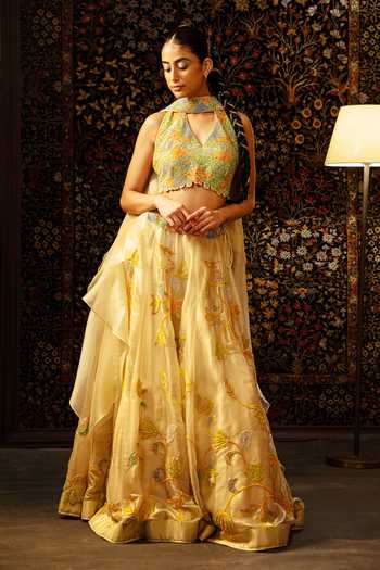 Vandana Sethi Beaded Organza Lehenga Set 